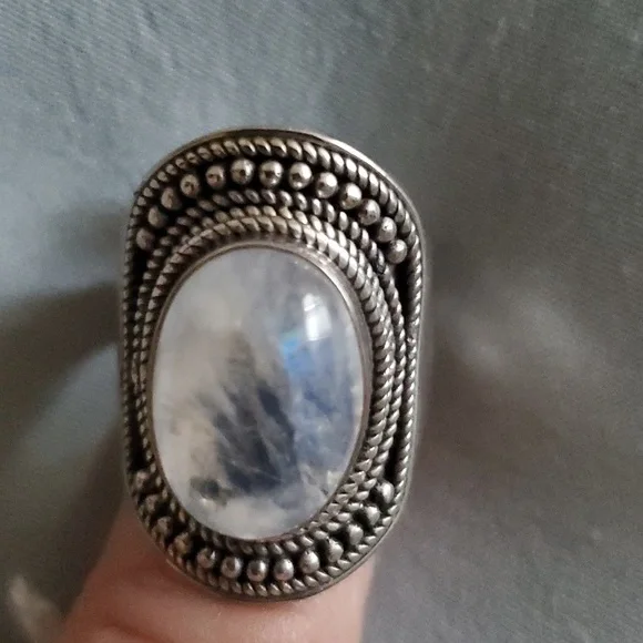 SG's Rainbow Moon Stone Ring made in India - Picture 11 of 16